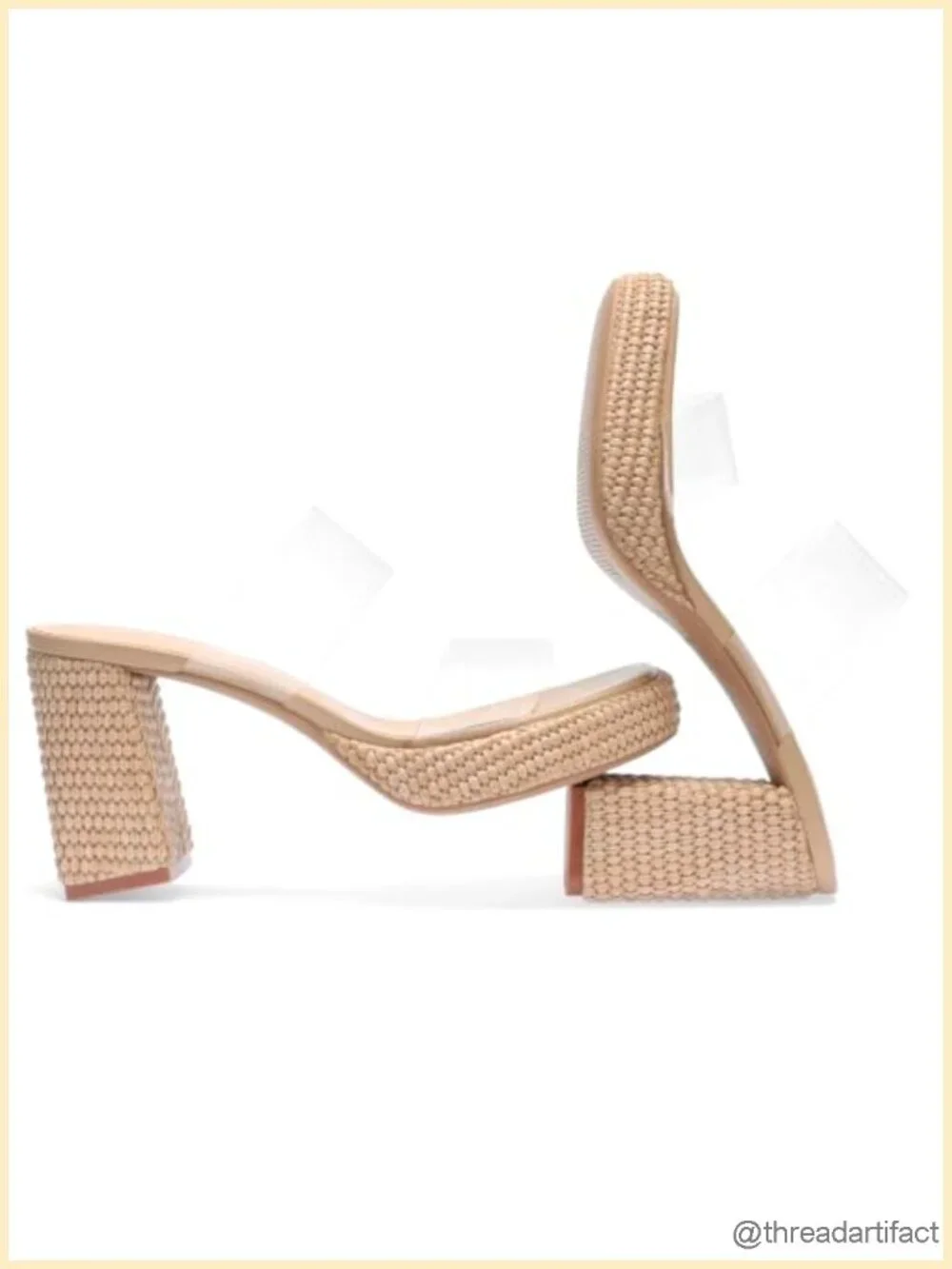 Raffia Woven Platform Block Heeled Sandals Summer Beach Chunky Slip On Casual